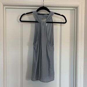 Sleeveless Twist-Neck Tank Top - Light blue